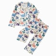 thumbnail image 1 of CAICJ98 Toddler Girl Boy Silk Pajamas Print Long Sleeve Button Down Shirt Pants Fall Pjs Satin Pajamas Nightgown (Blue,4-5 Years), 1 of 6