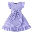 thumbnail image 1 of CAICJ98 Toddler Girl Dress Summer Ruffle Sleeve Tutu Princess Casual Knit Dresses for Girls Light Purple,5-6 Years, 1 of 7