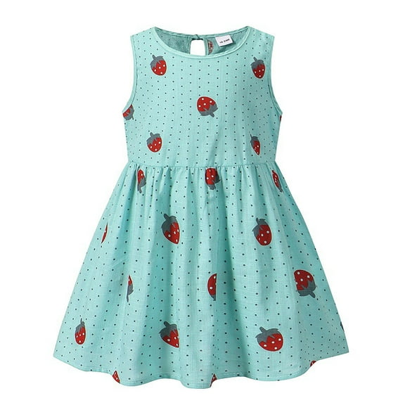 CAICJ98 Toddler Girl Dress Summer Sleeveless Sundress Swing Outfit for Kids Green,18-24 Months
