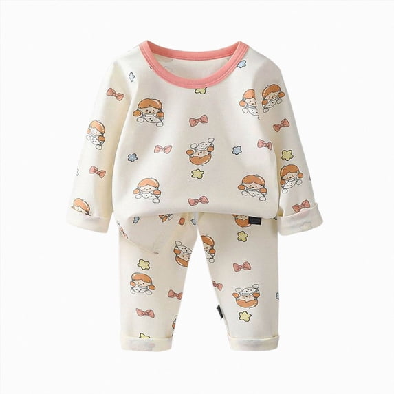CAICJ98 Toddler Girl Fall Outfits Baby Winter Clothes Cute Print Long Sleeve Sweatshirt Pullover Tops + Joggers Pants Set 3 6 12 18 24 Months 2T 3T 4T 5T Girls Outfits (Orange,18-24 Months)