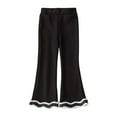 thumbnail image 1 of CAICJ98 Toddler Girl Flare Pants Ruffle Ribbed Leggings for Girls Cotton Solid Bell Bottoms for Toddler Girls Elastic Waist Trousers Black,4-5 Years, 1 of 4