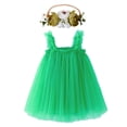 thumbnail image 1 of CAICJ98 Toddler Girl Layered Tulle Tutu Dress Baby Girl Rainbow Tutu Princess Skirt Set with Flower Headband Green,6-12 Months, 1 of 4