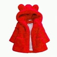 thumbnail image 1 of CAICJ98 Toddler Girl Winter Warm Coats Kids Fleece Jacket Clothes Ear Hooded Faux Fur Thicken Zipper Outerwear (Red,12-18 Months), 1 of 4