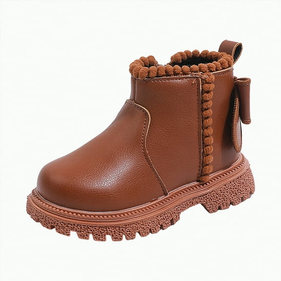 CAICJ98 Toddler Girls Ankle Boots Low Heel Side Zipper Booties Fall Winter Little Girls Boots (Toddler/Little Kid),5