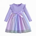 thumbnail image 1 of CAICJ98 Toddler Girls Tutu Dress Princess Tulle Long Sleeve Bowknot Birthday Party Dresses for Girls (4-5 Years,Purple), 1 of 4