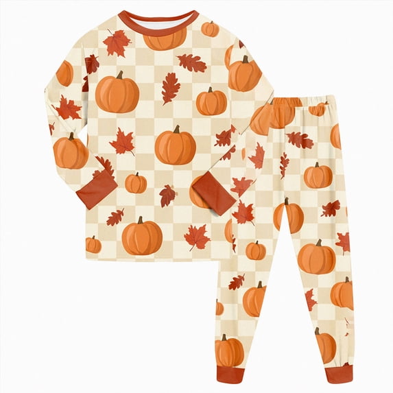 CAICJ98 Toddler Halloween Pajamas Girl Pumpkin Ghost Boy Pajamas 2Pcs Pjs Sets Kids Long-Sleeve Snug fit Soft Cotton Sleepwear (6-7 Years,Yellow)