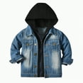 thumbnail image 1 of CAICJ98 Toddler Kid Baby Boys Girls Denim Jacket Long Sleeve Button Down Jeans Coat Cowboy Overcoat Zip up Hoodie Casual Outwear (Black,4-5 Years), 1 of 6
