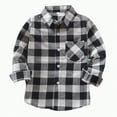 thumbnail image 1 of CAICJ98 Toddler Kids Baby Boys Girls Flannel Plaid Shirt Long Sleeve Button Down Tops Fall Winter Outfits (Light Gray,6-7 Years), 1 of 4
