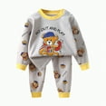 thumbnail image 1 of CAICJ98 Toddler Kids Baby Boys Girls Pajamas Cartoon Cute Print Long Sleeve Top Trousers Outfits Set Toddler Boy Girl Fall Outfits,(Light Gray,12-18 Months), 1 of 4