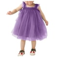 thumbnail image 1 of CAICJ98 Toddler Summer Tutu Tulle Dress Baby Girl Strap Floral A Line Dress for Girls Sleeveless Beach Butterfly Sundress Purple,12-18 Months, 1 of 4