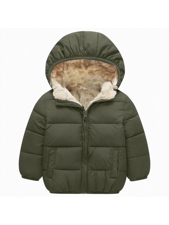 Toddler Winter Coat Cute Hooded Jacket Warm Fleece Outerwear Windproof Puffer Jacket Boys Girls (AG,2-3 Years)