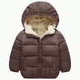 thumbnail image 1 of CAICJ98 Toddler Winter Coats Hooded Kids Fleece Jacket Thickened Boys Girls Lightweight Puffer Jacket (Coffee,18-24 Months), 1 of 7