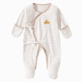 thumbnail image 1 of CAICJ98 Unisex Baby Long Sleeve Cotton Romper Snap Up Bodysuit Cartoon Print Pajamas Soft Footed Jumpsuit for Infant Boy Girls Sleeper (Brown,1-3 Months), 1 of 6