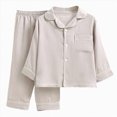 thumbnail image 1 of CAICJ98 Unisex Kids Pajamas Set Button-Down Long Sleeve Cotton Toddler Sleepwear Lounge Set Toddler Boy Girl Fall Outfit,(Grey,7-8 Years), 1 of 4