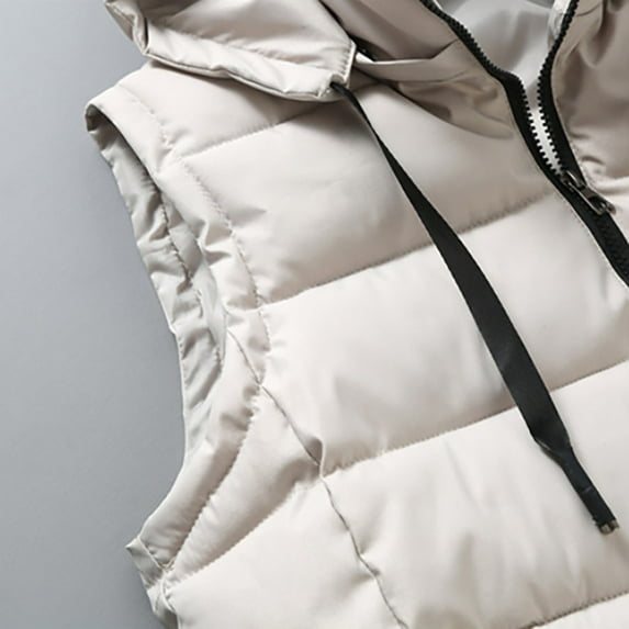 CAICJ98 Vests For Women Work Womens' Reversible Vest Lightweight Quilted Sherpa Vest Sleeveless Coat Beige,L