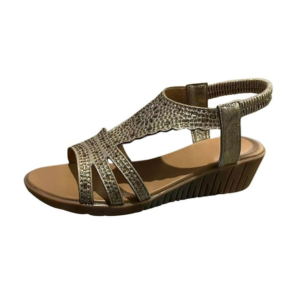 CAICJ98 Walking Shoes Women Women's Travel Flat Sandal cork slippers flat-bottomed couples beach shoes outdoor heightening straps,Gold