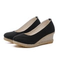 thumbnail image 1 of CAICJ98 Walking Shoes Women Women's Wedge Sandals Ankle Strap Open Toe Summer Sandal Beach Bohemia Comfortable Platform Outdoor Flats Shoes,Black, 1 of 4