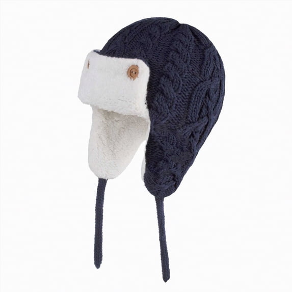 CAICJ98 Waterproof &Windproof Winter Baby Beanie Fleece Lined Kids Toddler Trapper Hat Earflap Warm Hat for Boys Girls 1-2 Years,Navy