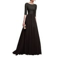thumbnail image 1 of CAICJ98 Wedding Guest Dress Women Satin Dress Backless One Shoulder Flared Short Sleeves Midi High Low Hem Party Dress Zipper Black,L, 1 of 4