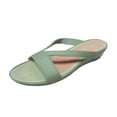 thumbnail image 1 of CAICJ98 Wedge Sandals for Women Ladies Summer Fashion Classic Solid Color Breathable Open Toe High Heels Comfortable Slip On Sandals For Outdoor Use,Green, 1 of 2