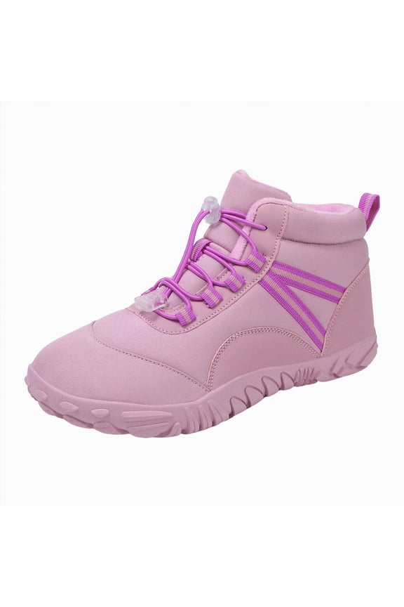 Winter Boots Women Barefoot Hiking Boots Slip On Warm Zero Drop Waterproof Ankle Boots Wide Toe Box Booties for Walking Outdoor Snow Boots for Women (Pink,Size 9)