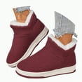 thumbnail image 1 of CAICJ98 Winter Boots Women Comfortable Warm Lined Ankle Booties Slip On Waterproof Short Boots Outdoor Woman Snow Boots (Wine,Size 9.5), 1 of 9