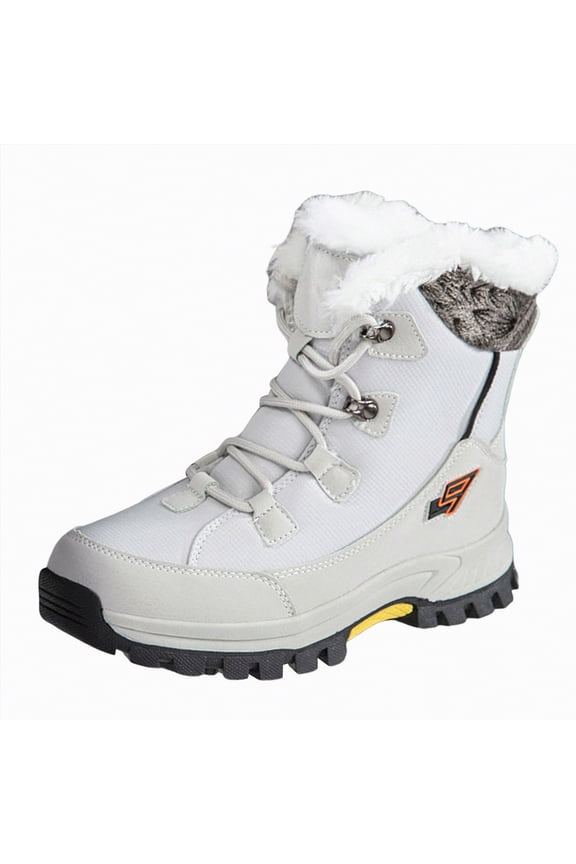 Winter Boots Women Lightweight Warm Lined Mid-Calf Waterproof Womens Snow Boots (White,Size 8.5)