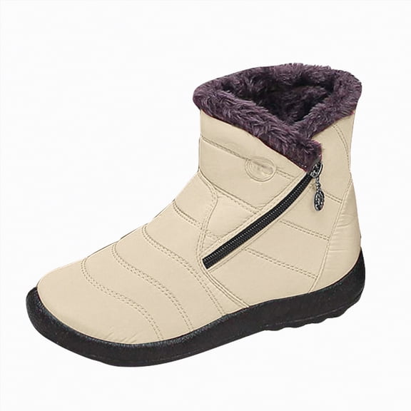 CAICJ98 Winter Boots Women Warm Lined Ladies Ankle Booties Comfortable for Outdoor Walking Womens Snow Boots (White,Size 9)
