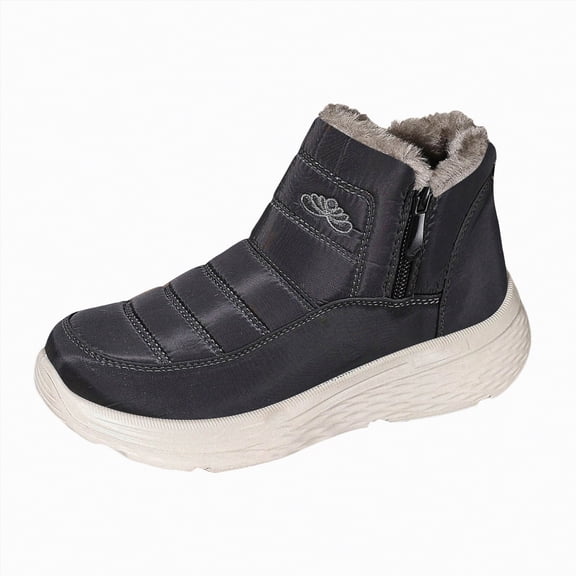 CAICJ98 Winter Boots Women Waterproof Insulated Warm Lined Ankle Slip On Walking Comfortable Outdoor Women’s Snow Boots (Grey,Size 9)