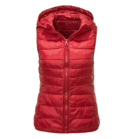 CAICJ98 Winter Coats for Women Women 'S Vest, Polar Soft Sleeveless Classic Fit with Zip Up Pockets Red,XL