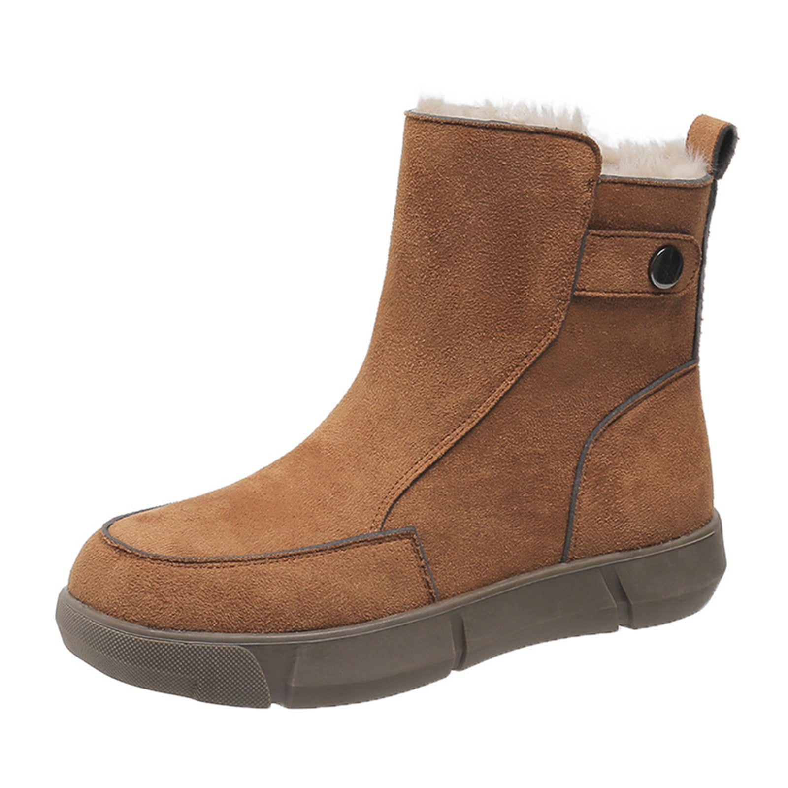 Two colors side zip-up fuzzy stylish warm snow boots