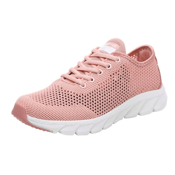 CAICJ98 Woman Sneakers Casual Walking Shoes Comfort Lightweight Lace Up Shoes Breathable Mesh Running Shoes Women Pink,7