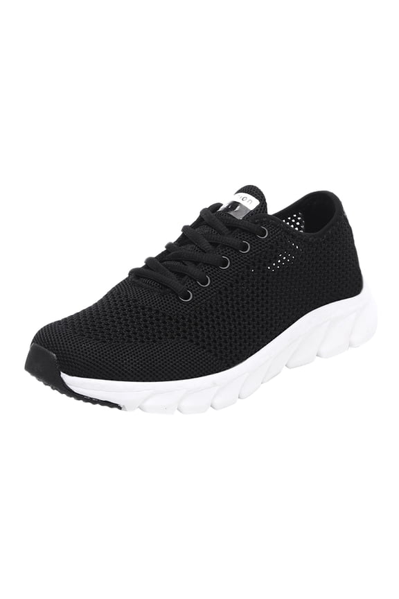 Woman Sneakers Lightweight Walking Shoes Comfortable Lace Up Casual Shoes Gym Mesh Running Shoes Women Black,7