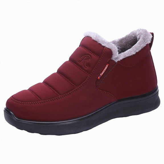 CAICJ98 Womans Snow Boots Waterproof Insulated Warm Lined Ankle Slip On Walking Comfortable Outdoor Winter Boots Women (Red,Size 8)