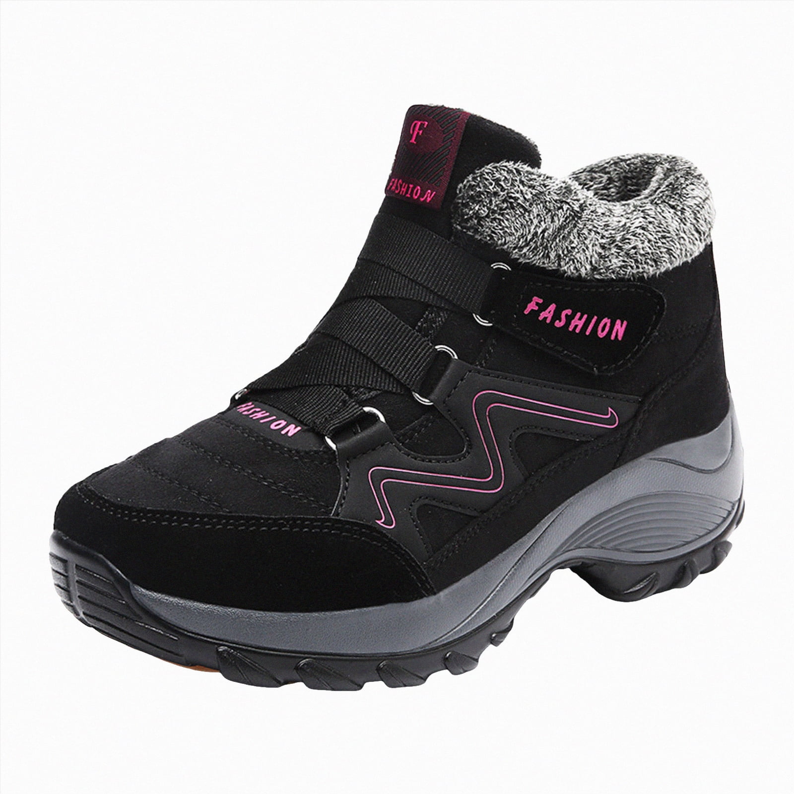 CAICJ98 Women Boots Winter Non Slip Ankle Booties Outdoor Hiking Boots for Women Waterproof Winter Boots for Women (Black,Size 6)