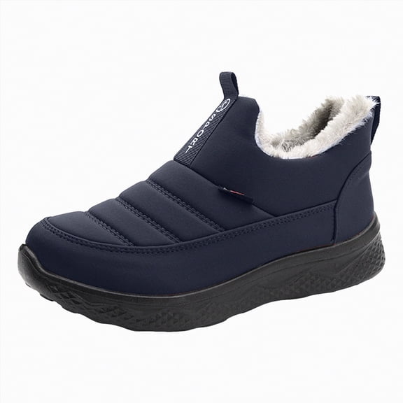 CAICJ98 Women Boots Winter Warm Lined Waterproof Slip On Booties Comfort Ankle Boots Outdoor Snow Boots for Women (Blue,Size 6)