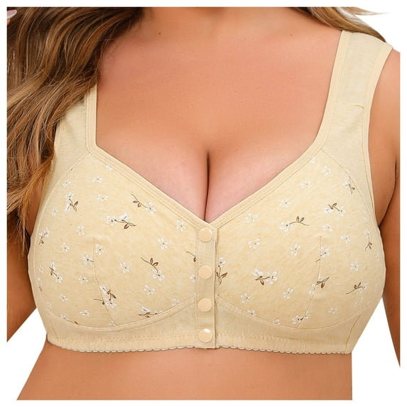 CAICJ98 Women Bra Plus Size Bra with Underwire Woman's Full Coverage Bra Light Yellow,62