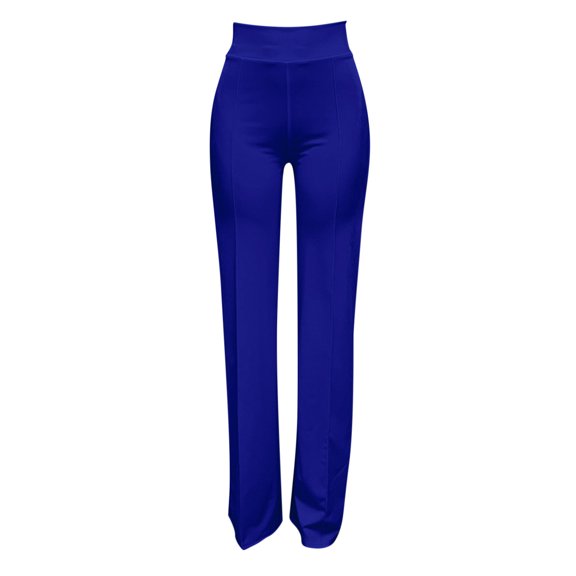 CAICJ98 Women'S Pants Women's Casual High Waist Flare Leg Bell Bottom Pants Work Office Trousers Blue,XL