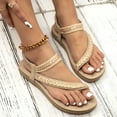 thumbnail image 1 of CAICJ98 Women'S Sandals Women Sandals Bohemian Flat Elastic Ankle Strap Comfortable Summer Beach Flats Shoes Women Cute Flip Flops,Beige, 1 of 5