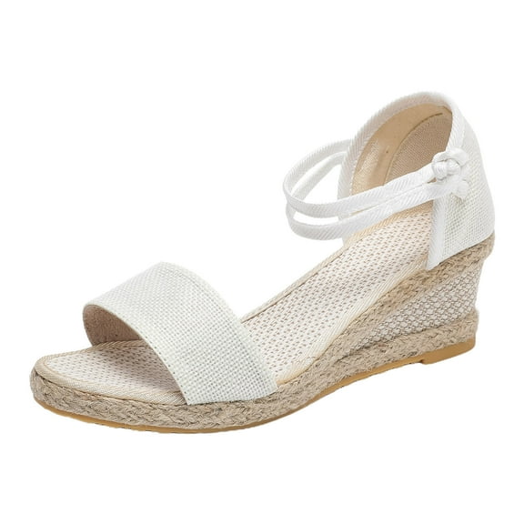 CAICJ98 Women'S Sandals Women's Open Toes One Band Ankle Strap Flat Sandals,White