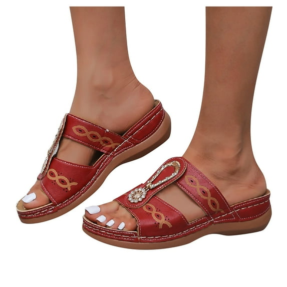 CAICJ98 Women'S Sandals Women's Summer Sandals Casual Comfortable Flip Flops Beach Shoes Ankle T-Strap Thong Elastic Flat Sandals for Women,