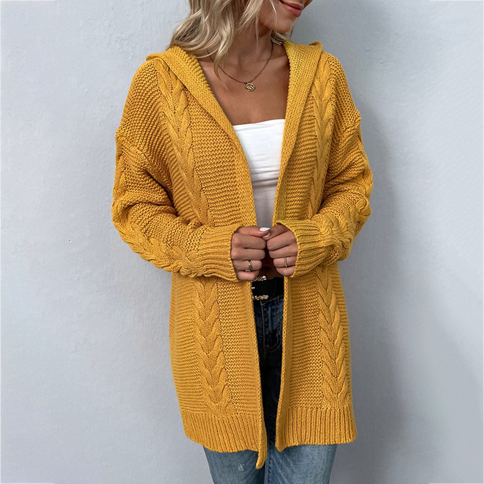 Plus size clearance mustard yellow cardigan