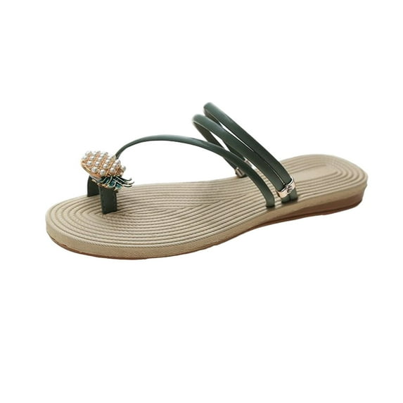 CAICJ98 Women Shoes Closed Toe Braided Sandals for Women Ankle Strap Cushion Espadrille Rubber Summer Wedge Sandals,Green