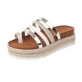 thumbnail image 1 of CAICJ98 Women Shoes Ladies Fashion Summer Solid Leather Clamping Toe Flat Bottom Beach Sandals,Silver, 1 of 5
