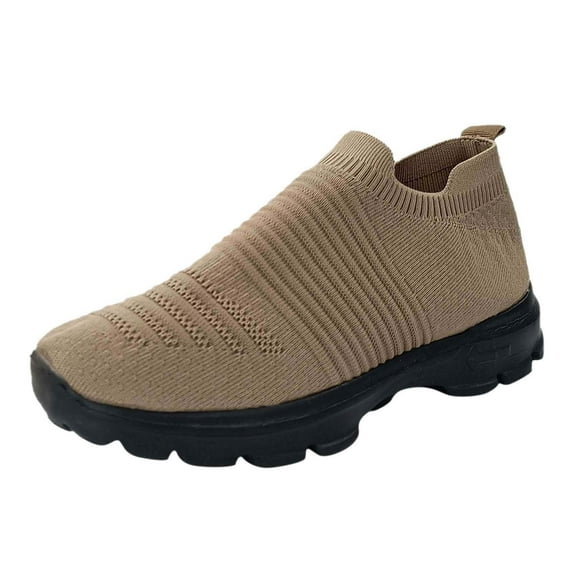 CAICJ98 Women Shoes Women's Walking Shoes Comfortable Mesh Loafers Tennis Slip-on Sneakers,Brown