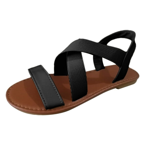 CAICJ98 Women Shoes Women's Wedge Sandals Ankle Strap Open Toe Summer Sandal Beach Bohemia Comfortable Platform Outdoor Flats Shoes,Black