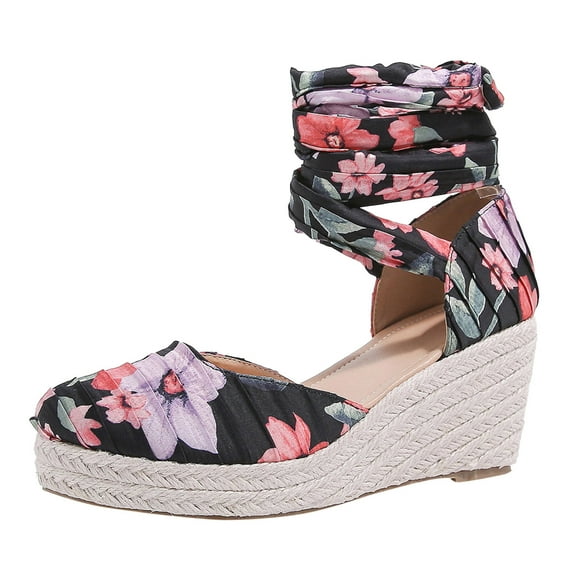 CAICJ98 Women Shoes Womens Flat Sandals Summer Bohemian Beach Flats Elastic Ankle Strap Comfortable T-Strap Thong Flip Flops,Black