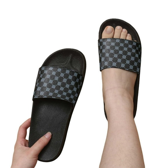 CAICJ98 Women Slide Sandals Fashion Indoor Silppers Bathroom Shower Slippers Beach Flip Flops Casual Flat Lightweight Sandals Black,8