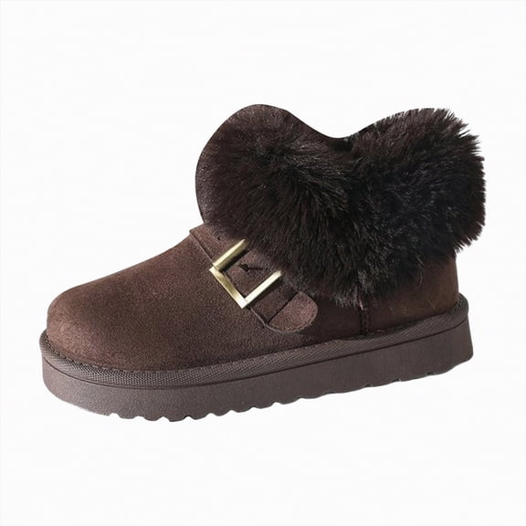 CAICJ98 Women Snow Boots Suede Mini Boots Warm Fuzzy Lined Ankle Boots Comfort Winter Boots Women (Coffee,Size 6.5)