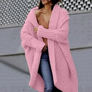 CAICJ98 Women Sweaters For Fall Women's V-Neck Button Knitwear Long Sleeve Soft Basic Knit Cardigan Sweater Pink,L